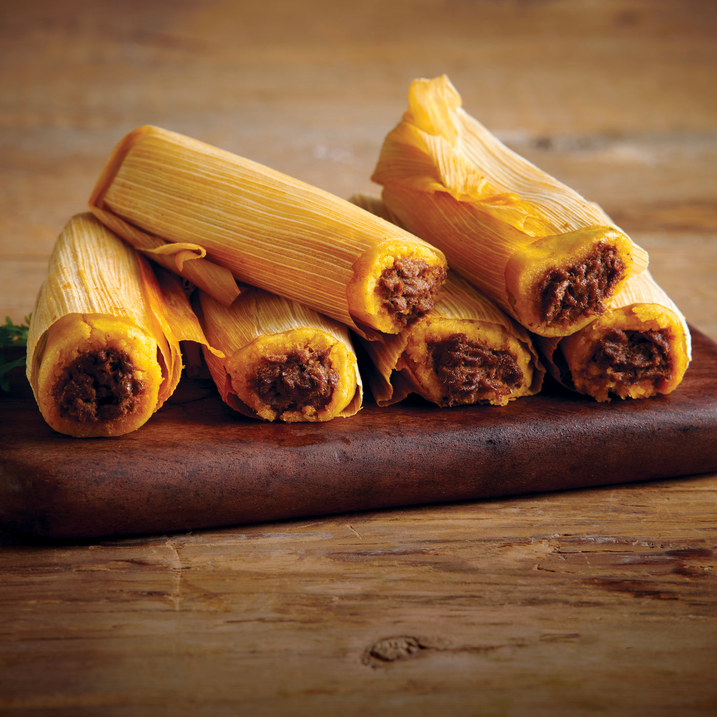 Premium Black Angus Beef Tamales from 44 Farms made with USDA Choice beef and gluten-free masa, ready to steam and serve